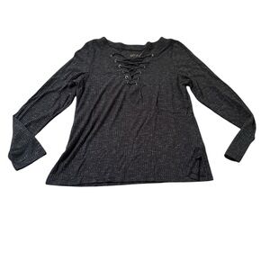 Black Lace-Up Women's Top GUC Shyanne XL Charcoal Gray